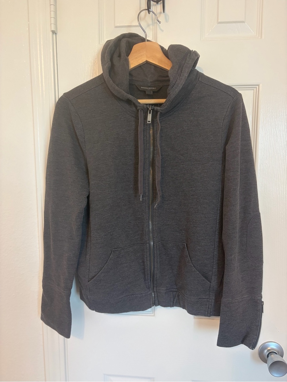 Banana Republic Womens Dark Gray Zip-Up Hooded Sweatshirt size M